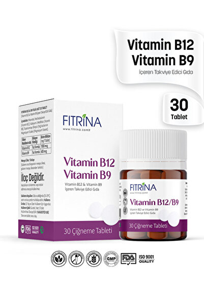 FITRİNA B12 Vitamini ve B9 Folik Asit 30 Tablet Takviye Edici Gıda