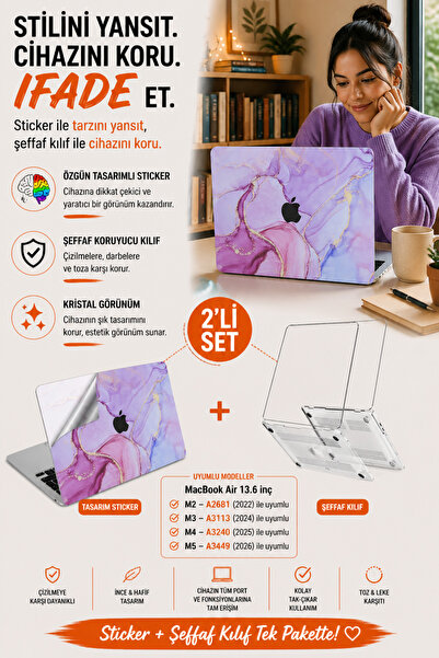 Mcstorey Macbook Air Kılıf M2-m3-m4 13.6inç Yapıştırma Kaplama Marble14 (13.6...