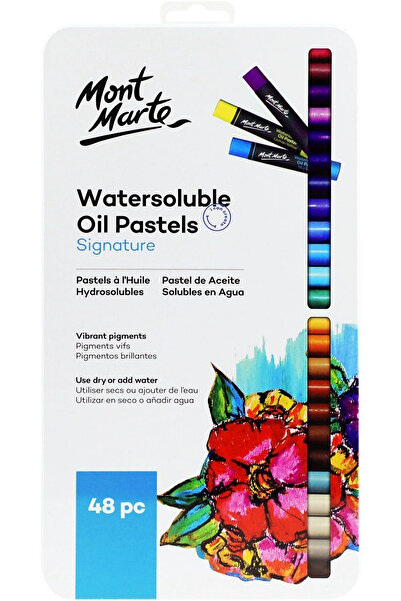 Mont Marte Water Soluble Oil Pastels in Tin Box 48 Pieces Signature