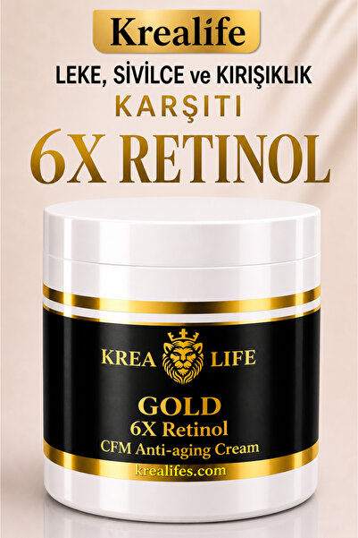 krealife Gold, 6X Retinol Krem, Cilt Lekesi, Akne ve Kırışıklık Azaltıcı Anti...