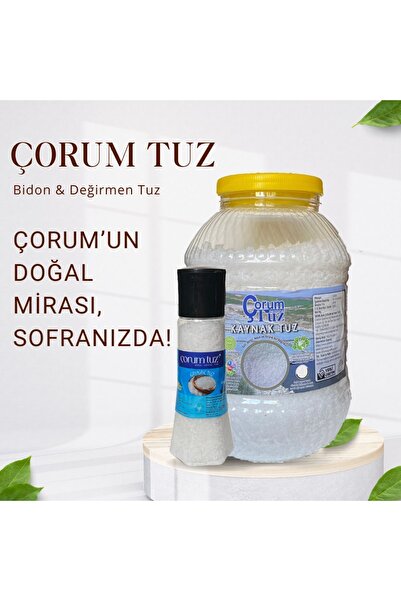 Çorum Memlaha Çorumtuz %100 Doğal Çorum Kaynak Tuz 5 Kg Pet Yanında Değirmen....