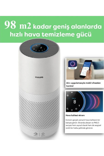 Philips 98 m² Etkili Akıllı Hava Temizleme Cihazı NanoProtect HEPA Filtreleme...
