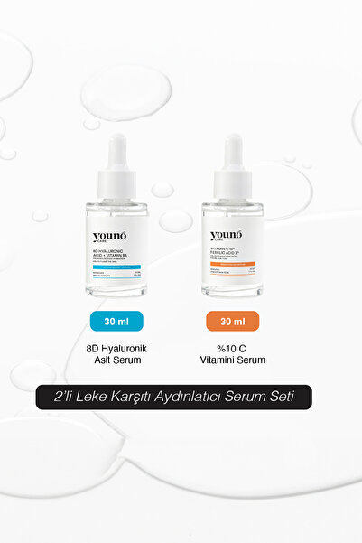 YOUNO CARE 2'li Leke Karşıtı Aydınlatıcı Serum Seti | %10 C Vitamini + 8D Hya...