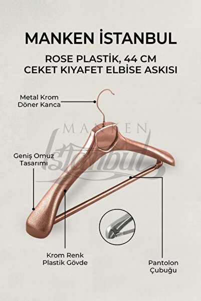 Manken İstanbul 5 komada plastičnih vešalica za kapute u bakarnoj boji, visok...