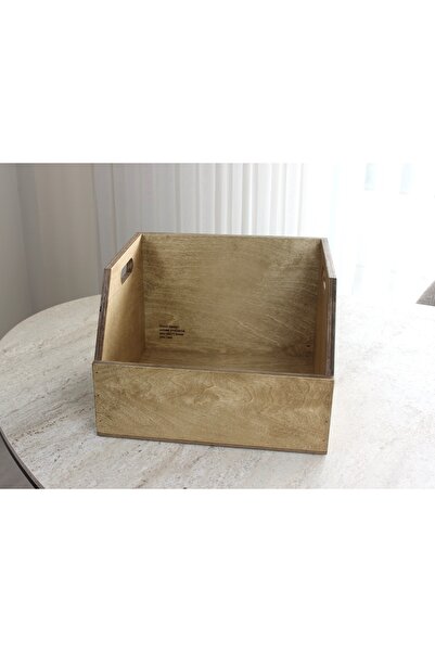 Limon Dekor Ahşap LP Plak Sandığı 12" Ceviz Rengi- Organizer Kutu - Wooden LP Record Box