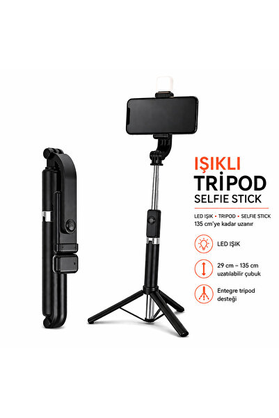 xzemzer LED Işıklı Selfie Çubuğu & Tripod Stand