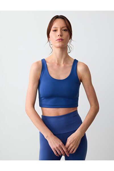 Jimmy Key Bralet tricotat albastru slim cu decolteu în U