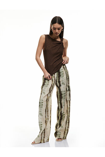 Koton Asymmetric Collar Knot Detailed Textured Sleeveless T-Shirt