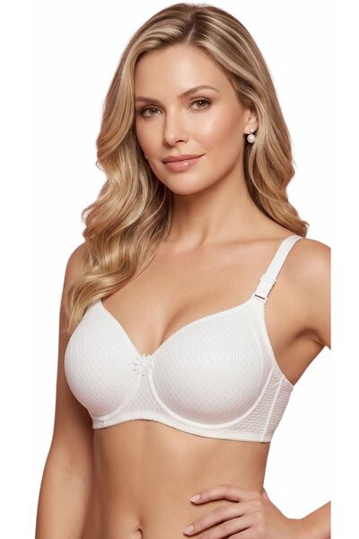 Ebru Silicone Jacquard Micro Wire-Free (Wireless) Gathering Ecru Bra Ebr-1055