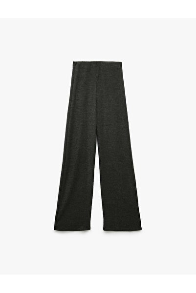 Koton Pantaloni largi cu talie înaltă texturați slim fit