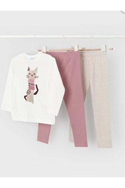MAYORAL Girl's Cat Printed Tights Set 2-10 Years Old Cream