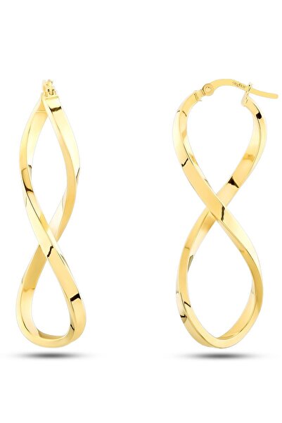 MOOM MÜCEVHERAT 14 Ayar Altın Sonsuzluk Küpe 5.8 Cm