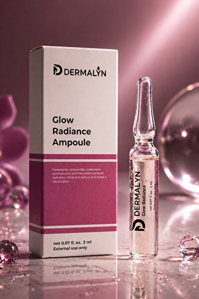 DERMALYN 1 Adet Niacinamide İçeren Hızlı Cilt Aydınlatıcı Glow Etkili Nemlendirici Ampul Serum Dermaroller