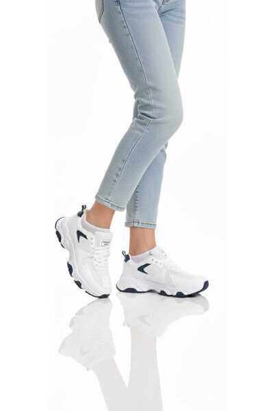 McDark KADIN BEYAZ LACİVERT ORTOPEDIK SNEAKER AYAKKABI