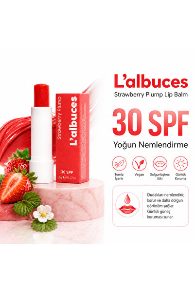 L'albuces 30 SPF Strawberry Plump Lip Balm – Dolgun Dudak ve Güneş Koruması