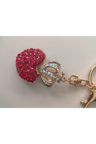 mixify Red Color Stone Heart Figurine Keychain – Stone Detail Bag and Key Accessory
