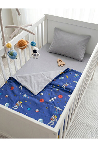 Terzi Ömer 100% Cotton Space Figured Baby Duvet Cover Set Gray