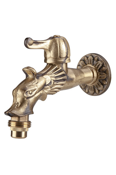 EVOSANITARY Robinet ornamental dublu din alamă antică cu cap cu armătură cera...