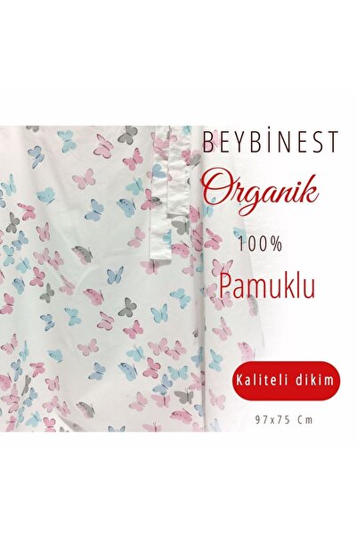 BeybiNest Emzirme Önlüğü 100x80 Cm Ayarlanabilir Boy Renkli Kelebekler Balenli Model