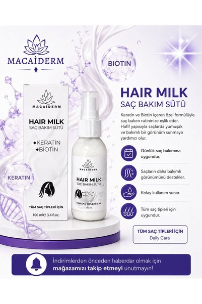 Macaiderm Hair Care Milk 100 ml |   Moisturizing Care Containing Keratin & Biotin
