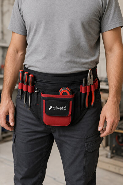 Alveta Profesyonel Universal Bel Tipi Takım Kemeri Elektrikçi Sucu Kalıpçı El...