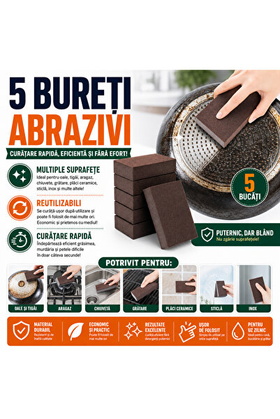 SMARTECH Bureți abrazivi pentru îndepărtarea grăsimii arse, set de 5