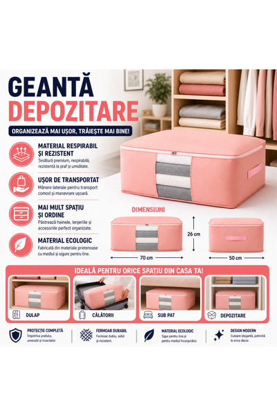 SMARTECH Geantă de depozitare haine 70x50x26 cm