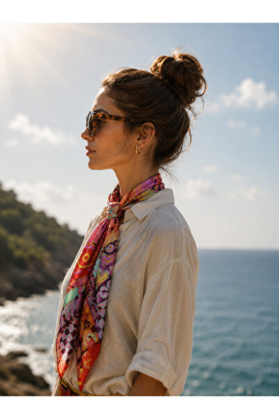Bolder Scarf Kırmızı Hindistan Fular  70*70