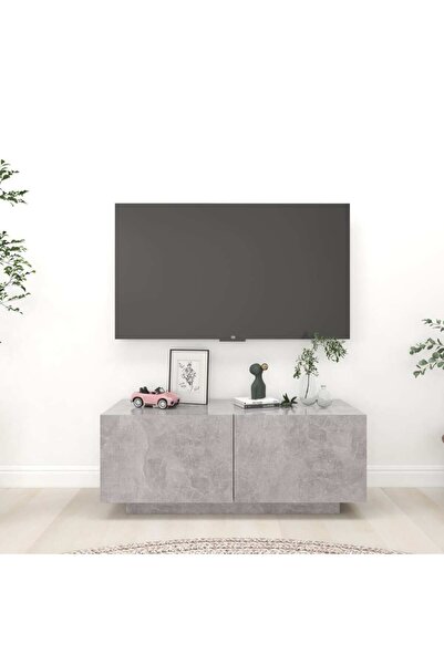 Concept Comodă TV, gri beton, 100x35x40 cm, PAL