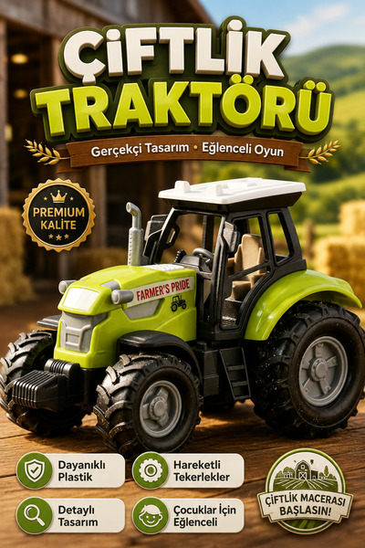 viyol marketim Işıklı Sesli Çiftlik Traktörü Oyuncak – Gerçekçi Tarım Aracı T...