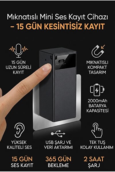 Tokurtech 32 GB Mıknatıslı 15 Gün Uzun Bataryalı Sensörlü Mini Profesyonel Se...