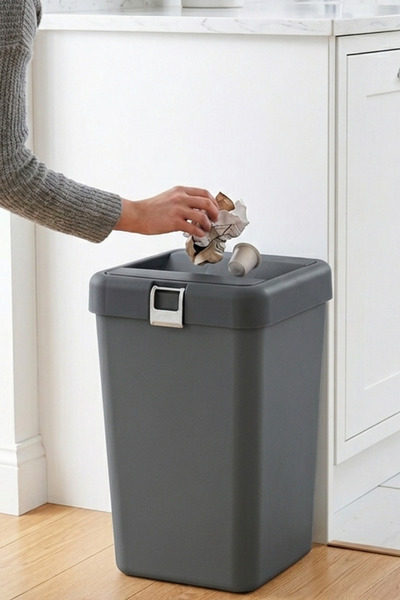 ego home Mote Siyah 40 Lt Çöp Kovası Hassas Kapaklı Çöp Kutusu Pratik Kapak E...