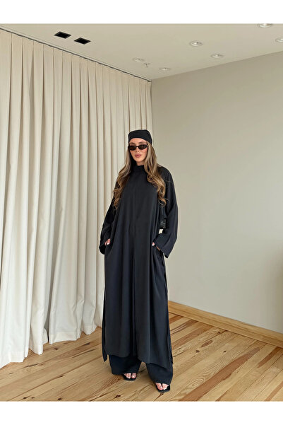 Laluvia Siyah Bandana/Bel Kemer Aksesuarlı Kimono Takım - 8832