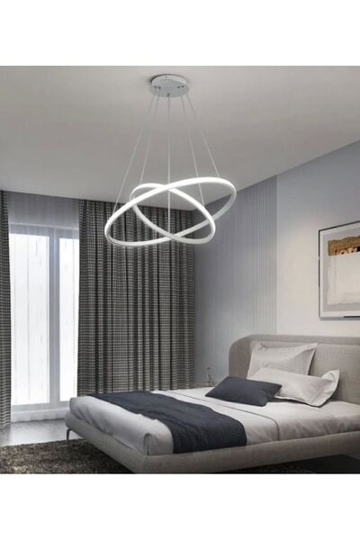 Home Sarkıt 2'li Halka Led Avize Beyaz Kasa Mutfak,oturma Odası