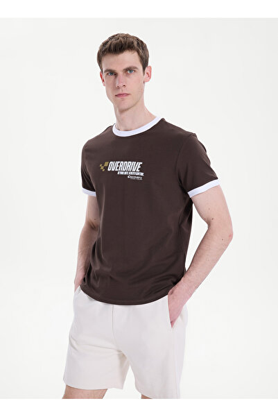 Discovery Expedition D6SM-TST3709 Kahve Bisiklet Relaxed Baskılı Erkek T-Shirt