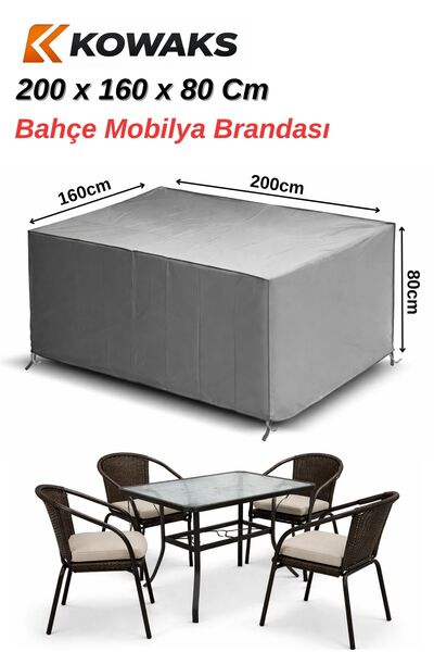 KOWAKS Bahçe Mobilya Koruma Örtüsü Branda 200x160x80 Cm Su Geçirmez
