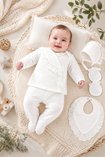Sitilin Baby Girl 5-Piece Hospital-Issued Scalloped Fancy Bodysuit Set Stl5011