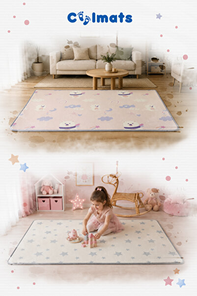 Coolmats Pembe Ayı Masalı & Yıldızlar Çift Taraflı Oyun Matı 200 x 140 x 1 cm