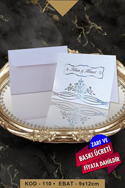 Cem Davetiye Mini Boy Düğün Nişan Nikah Kına Davetiyesi 110 (100 Adet) Baskı ...