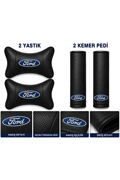 BsElektronik Ford Papyon Yastık Boyun Yastığı + Emniyet Kemeri Kılıfı Takım