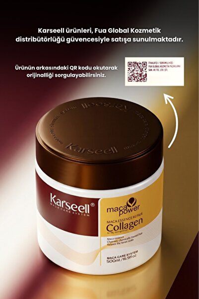 KARSEELL Kolajen Saç Bakım Maskesi Maca Özü Onarıcı Repair Kolajen Saç Maskesi 500 ml Karsel