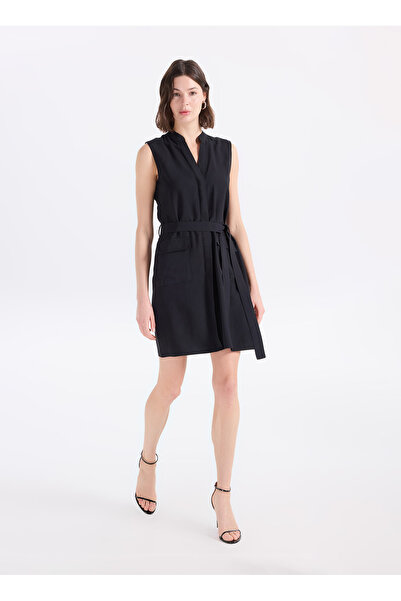 Fabrika Siyah Kadın Kaçık Yaka Regular Fit Elbise F6SL-ELB0371