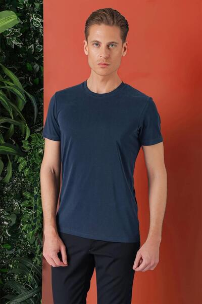 Efor تي شيرت رياضي للرجال Ts 878 Slim Fit باللون الأزرق الداكن