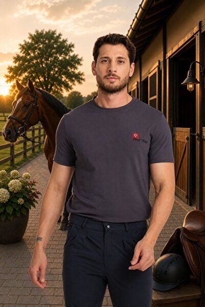 PEUR RIDER SHOP Tricou de călărie pentru bărbați cu mânecă scurtă de culoare ...
