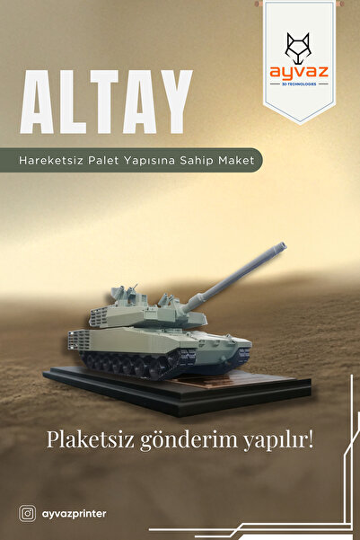 Altay 3 Renk Seçeneği, 4,9x10x4,4 Cm Boyutlu, 3d Yazıcı Üretimi Tank Maketi