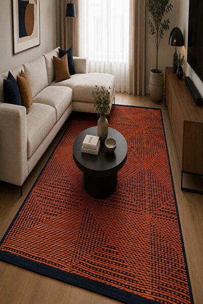 Prestij Home TEKSTİL Şönil Yıkanabilir Pamuk Kilim Salon Koridor Mutfak Halıs...