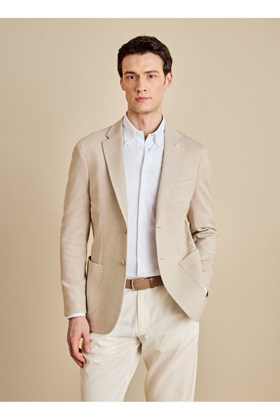 BROOKS BROTHERS Bej Erkek Regular Fit Çizgili Ceket BBSS26MBL016