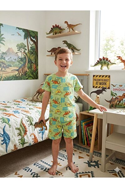 elmas kids Dečački letnji pidžama set sa kratkim rukavima i šortama, 100% pam...