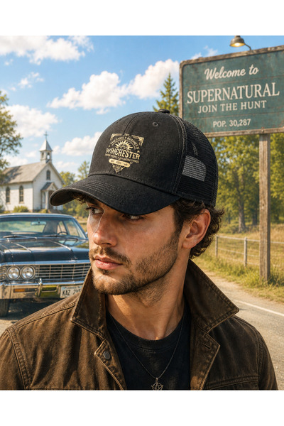 patasarım Supernatural baskılı arkası fileli yazlık şapka