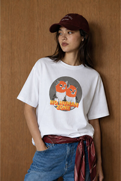 Eazy Co Eazy White No Human Zone unisex majica kratkih rukava sa širokim printom